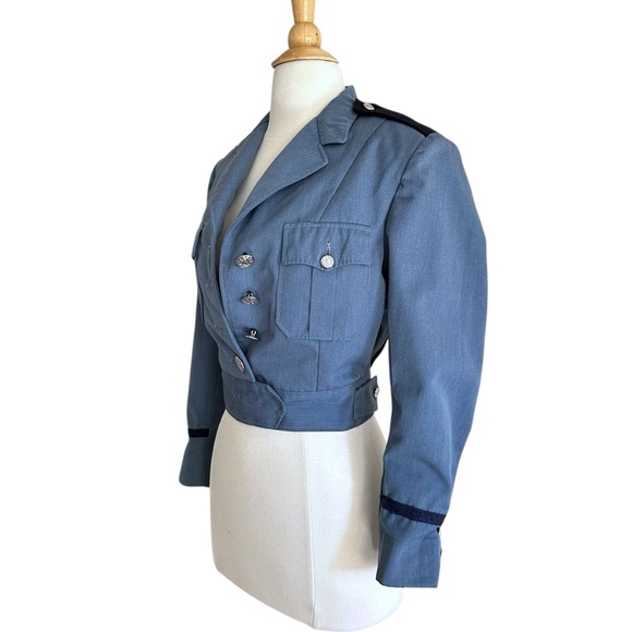 Vintage Somes Uniforms Cropped Military Jacket Blue Wool Blend Epaulet 70s/80s - Picture 5 of 15